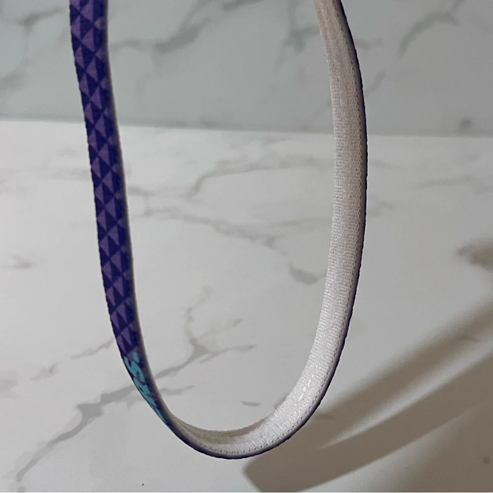 New! Nike Purple Triangle Print Adios Suckers Elastic Headband with Teal Swoosh